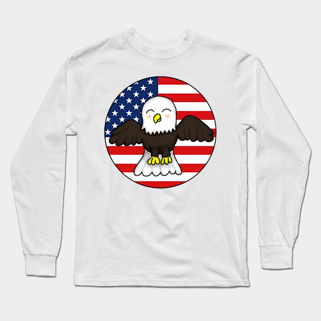 Patriotic American Eagle - Large Design Long Sleeve T-Shirt by Aeriskate